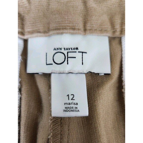 Loft Women's Camel Corduroy Pants Size 12 Wide Leg Marisa Ann Taylor - Picture 11 of 12